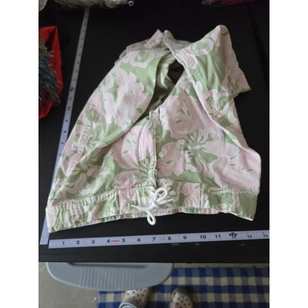 Y2K 2004 Old‎ Navy Girls Floral Hawaiian Print Capri Pants 16 Tropical Summer